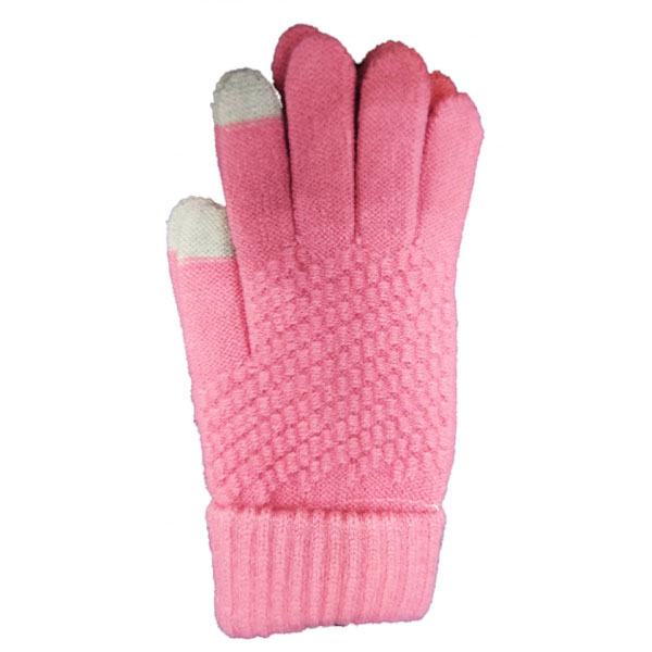 Dámské rukavice na dotykový displej růžová