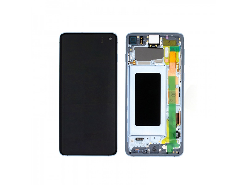 LCD + dotyk + rámeček pro Samsung Galaxy S10, prism blue ( Service Pack )