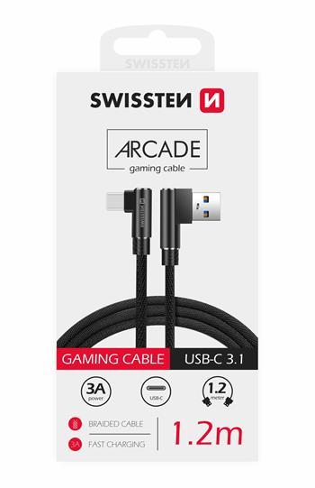 Textilní datový kabel Swissten Arcade USB/USB-C, 1,2m, černá