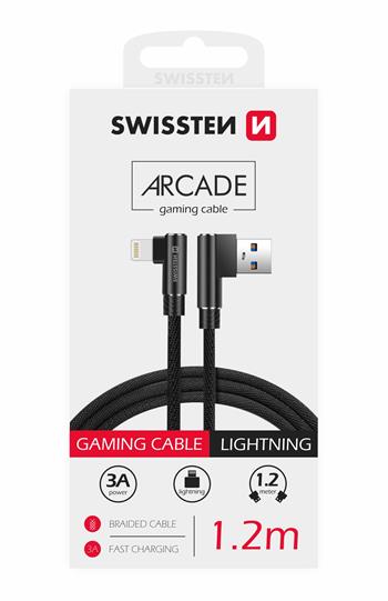Levně Textilní datový kabel Swissten Arcade USB/Lightning 1,2m, černá