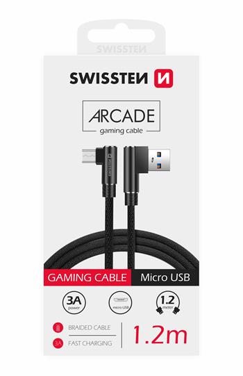Levně Textilní datový kabel Swissten Arcade USB/MICRO USB, 1,2m, černá