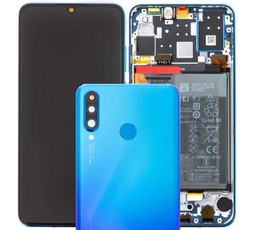LCD + dotyk + rámeček + baterie pro Huawei P30 Lite, blue ( Service Pack )