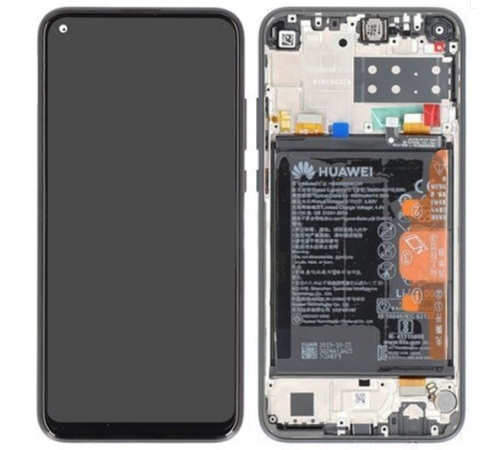 LCD + dotyk + rámeček + baterie pro Huawei P40 Lite E, midnight black ( Service Pack )