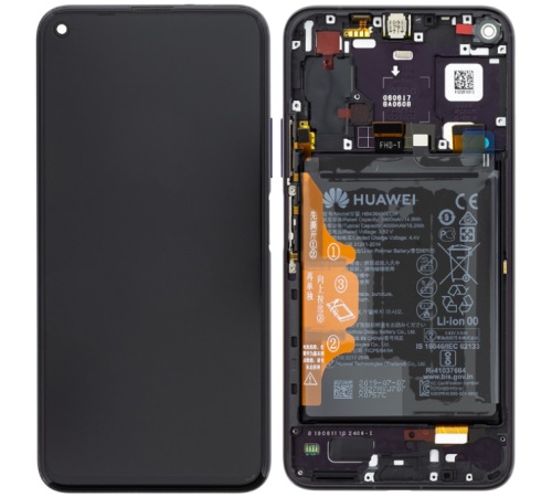 Levně LCD + dotyk + přední kryt + baterie pro Honor 20 Pro, black (Service Pack)