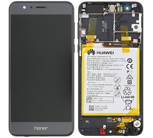 LCD + dotyk + rámeček + baterie pro Honor 8, black ( Service Pack )