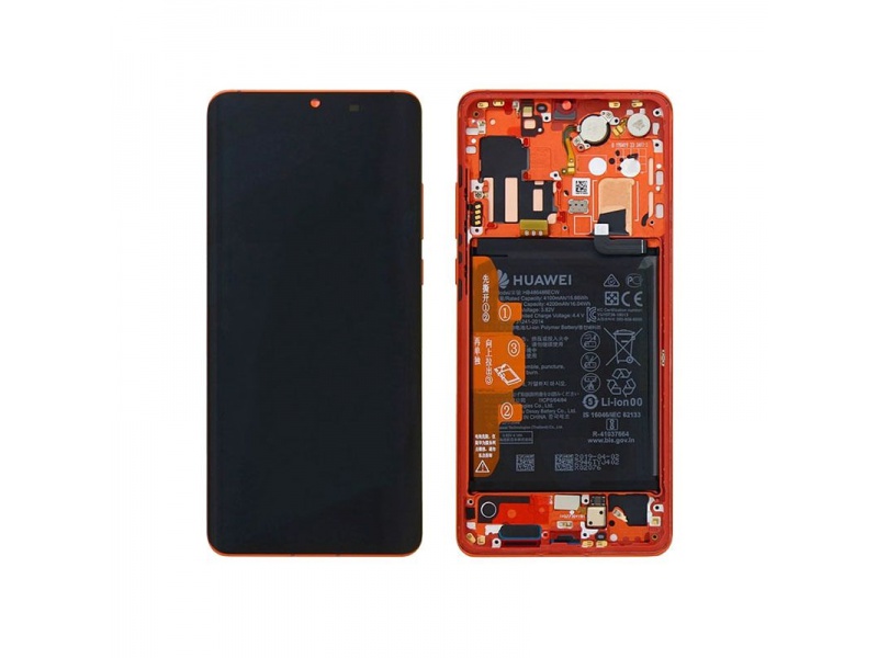 LCD + dotyk + rámeček + baterie pro Huawei P30 Pro, amber sunrise (Service Pack)