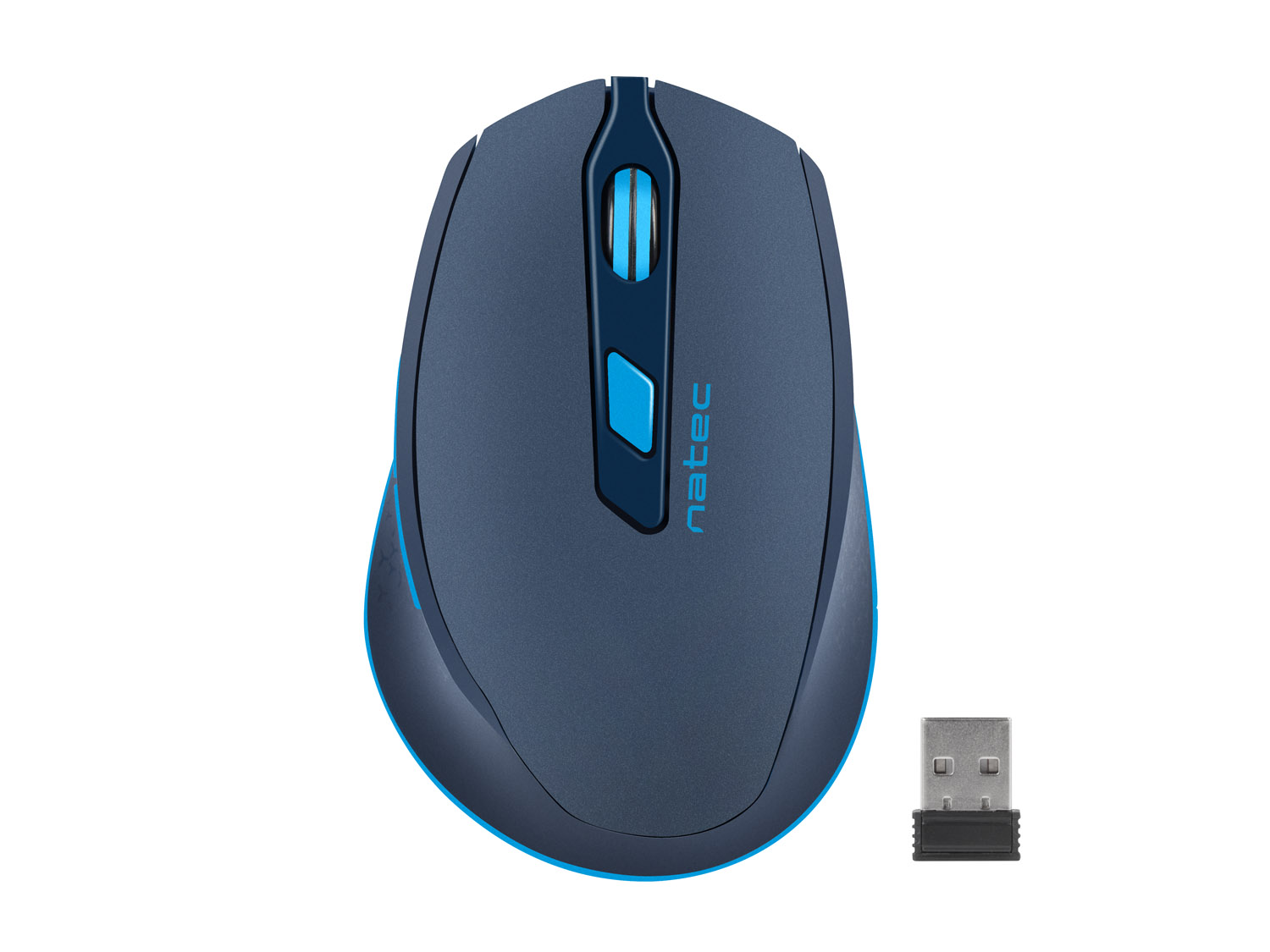 Tichá bezdrátová myš Natec Siskin 2400 DPI, modrá