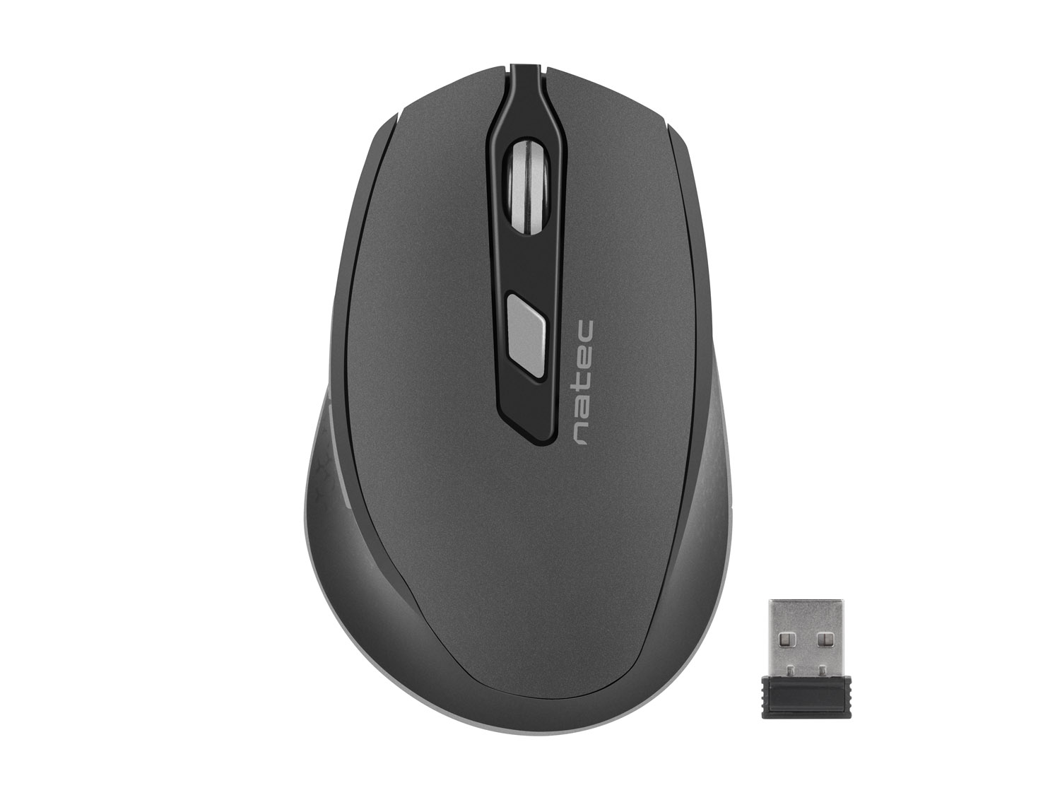 Tichá ergonomická myš Natec Siskin 2400 DPI, bezdrátová, černá