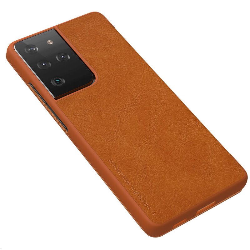 Nillkin Qin flipové pouzdro pro Samsung Galaxy S21 Ultra, brown