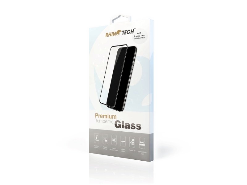 Tvrzené sklo RhinoTech 2, 2.5D sklo pro Realme 7 Pro, plné lepení, transparentní
