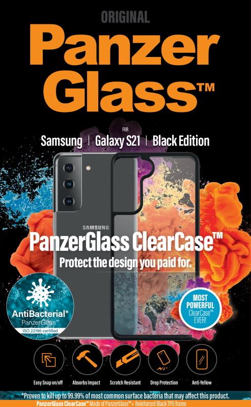 Antibakteriální ochranný kryt PanzerGlass ClearCase pro Samsung Galaxy S21, černá
