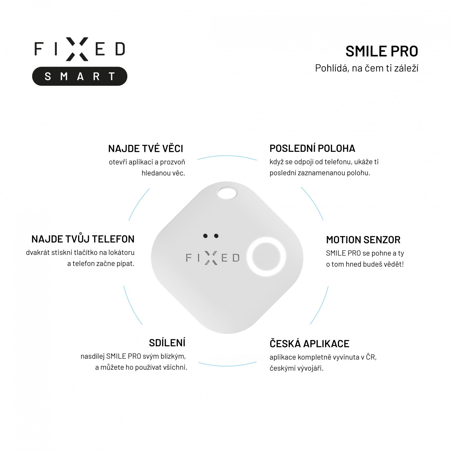 Smart tracker FIXED Smile PRO, Duo Pack - černý + bílý