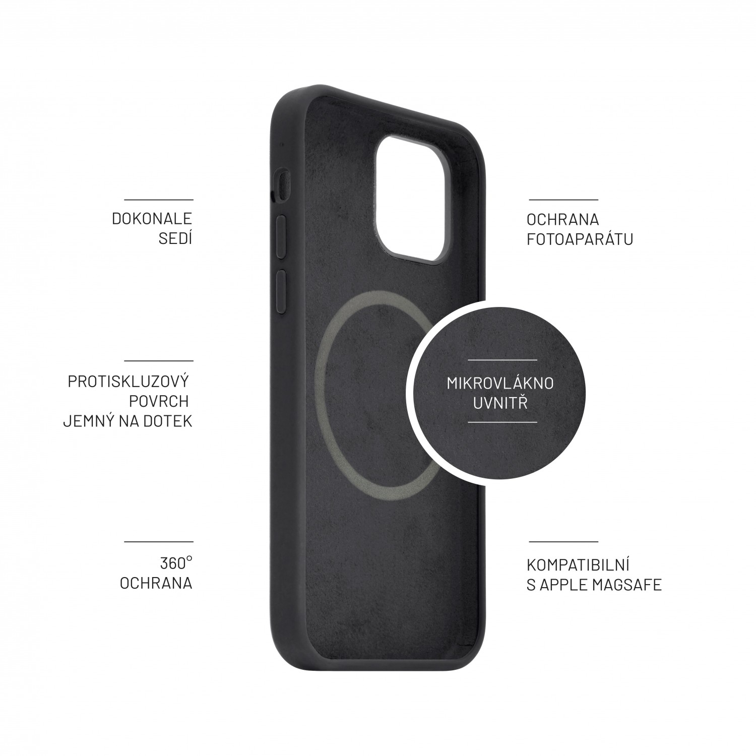 Zadní kryt FIXED MagFlow s podporou Magsafe pro Apple iPhone 12 mini, černá