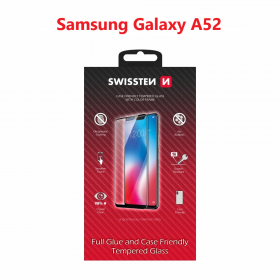 Tvrzené sklo Swissten Full Glue, Color Fame, Case Friendly pro Samsung Galaxy A52/A52 5G/A52s 5G, černá
