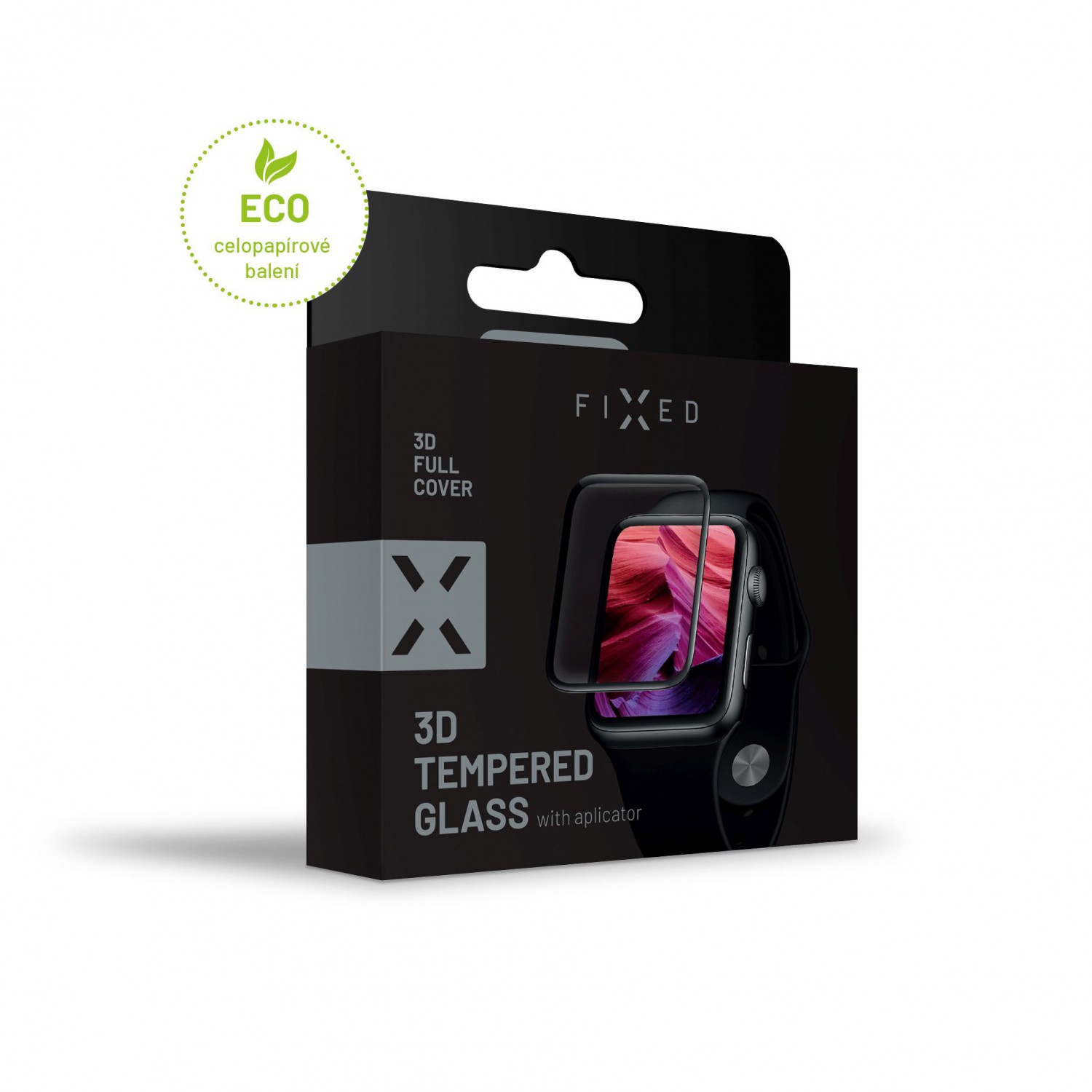 Ochranné tvrzené sklo FIXED 3D Full-Cover s aplikátorem pro Apple Watch 44mm, černá