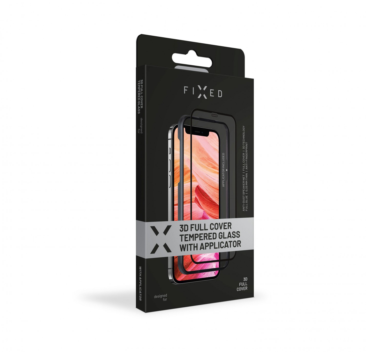 Ochranné tvrzené sklo FIXED 3D Full-Cover s aplikátorem pro Apple iPhone 12 mini, černá