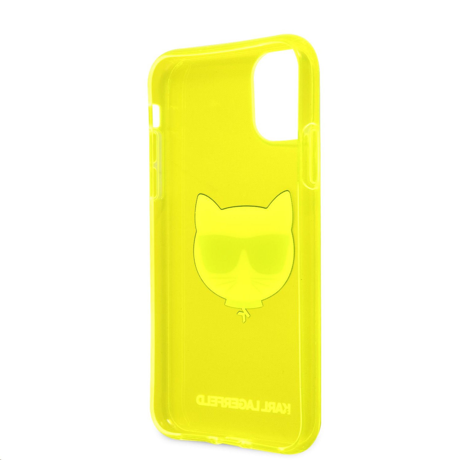 Silikonové pouzdro Karl Lagerfeld Choupette Head KLHCN61CHTRY pro Apple iPhone 11, žlutá