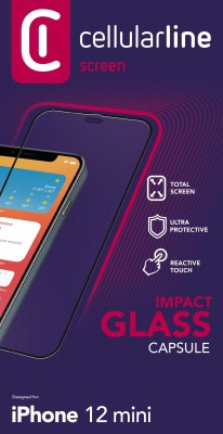 Tvrzené sklo Cellularline CAPSULE pro Apple iPhone 12 mini, černá