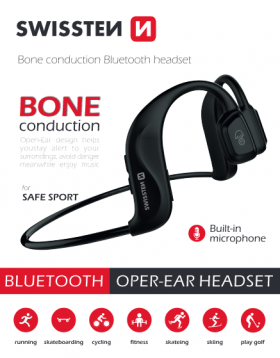 Swissten Bone Conduction černá