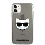 Silikonové pouzdro Karl Lagerfeld Choupette Head Glitter KLHCN61CHTUGLB pro Apple iPhone 11, černá