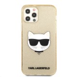 Silikonové pouzdro Karl Lagerfeld Choupette Head Glitter KLHCP12LCHTUGLGO pro Apple iPhone 12 Pro Max, zlatá